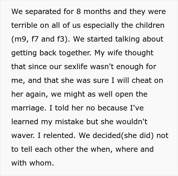 Cheating Husband Gets Caught, Wife Proposes Open Marriage And Now He "Lives In Agony" Every Day Cheating Husband Gets Caught, Wife Proposes Open Marriage And Now He "Lives In Agony" Every Day