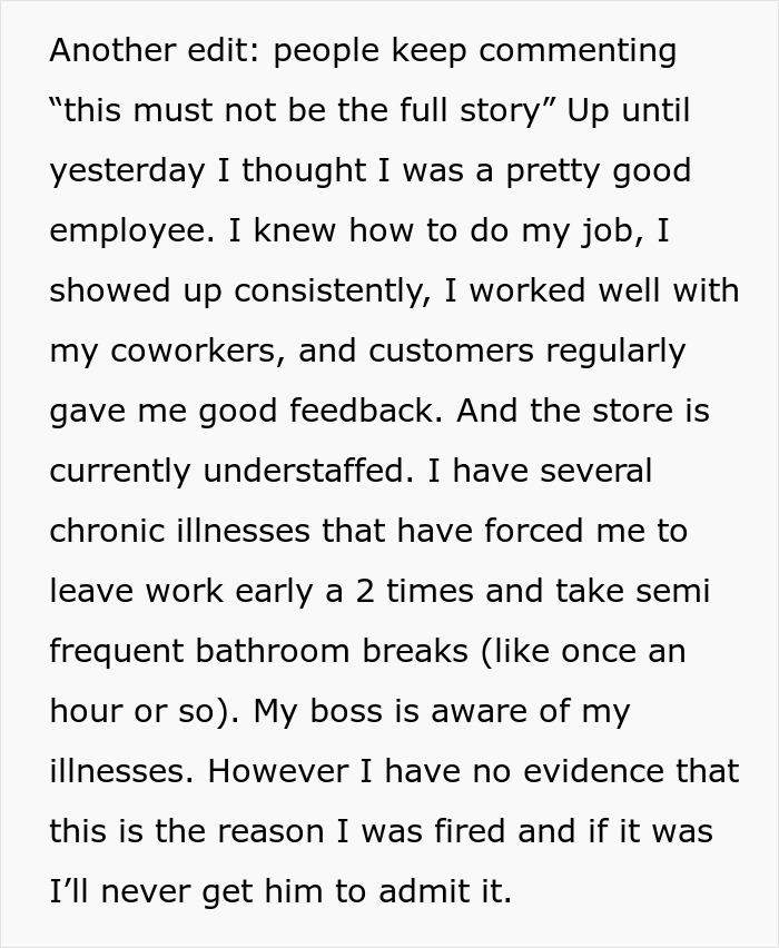 Woman Gets Fired From A Good Job With No Warning Or Reason, Netizens Say It’s Because Of Her Illness Woman Gets Fired From A Good Job With No Warning Or Reason, Netizens Say It’s Because Of Her Illness