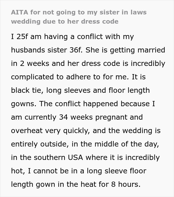 Pregnant Woman Opposes Wedding Dress Code for Her Health, Making Bride-To-Be Furious