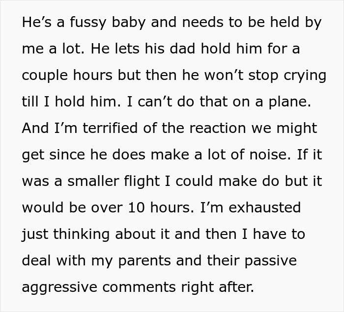 Woman Infuriates Her Parents By Not Going On A 10-Hour Flight So They Can See Their Grandbaby Woman Infuriates Her Parents By Not Going On A 10-Hour Flight So They Can See Their Grandbaby
