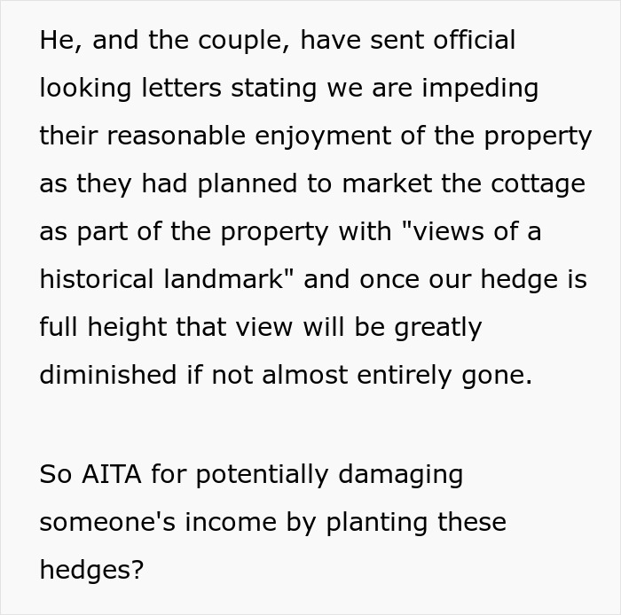 “Your Property, Your Hedge, Your Rules”: Couple Won't Cut Down Hedge For Next Door Airbnb's Benefit
