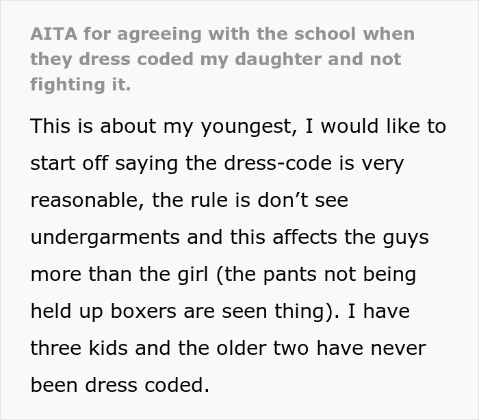 Parent Unwilling To Confront School For 'Dress Coding' Their Daughter, Gets Dubbed A Jerk
