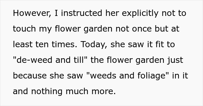 Woman Warns Baby's Nanny Not To Touch Her Flower Garden, Finds That Everything Has Been Dug Up Woman Warns Baby's Nanny Not To Touch Her Flower Garden, Finds That Everything Has Been Dug Up
