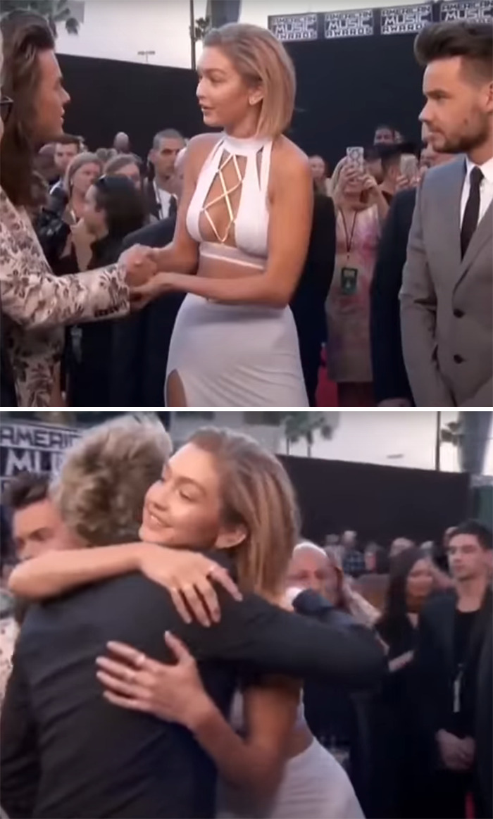 When A Red Carpet Reporter Brought Gigi Hadid Over To Say Hello To One Direction At The 2015 American Music Awards, The Model Hugged All Of Them Except For Harry Styles, Her Close Friend Taylor Swift's Ex