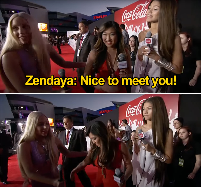 At The 2013 Amas, Lady Gaga Seemingly Accidentally Ignored Zendaya, Who Was Helping Interview Her