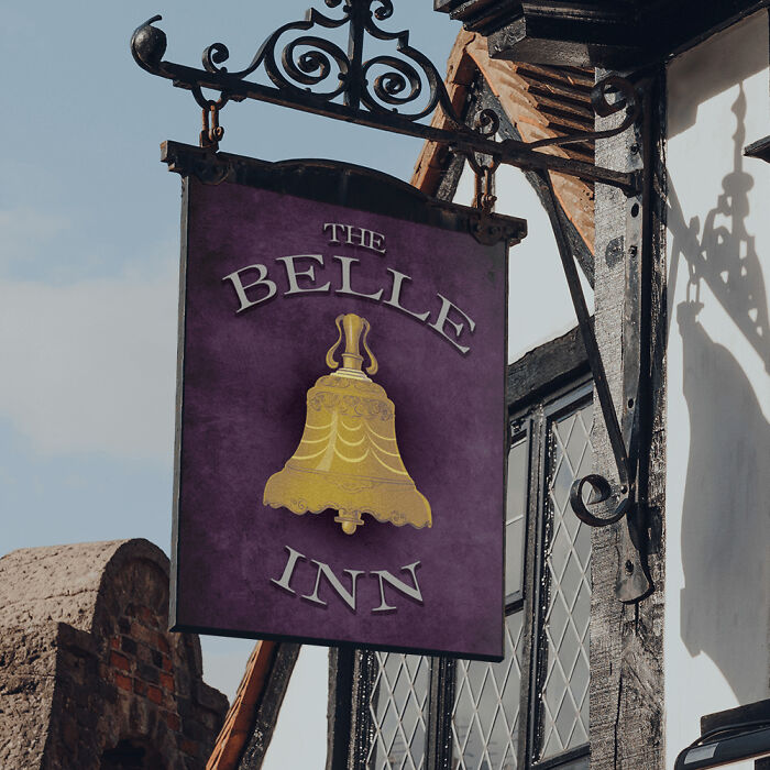 "The Belle Inn" pub sign, inspired by "Beauty and the Beast"