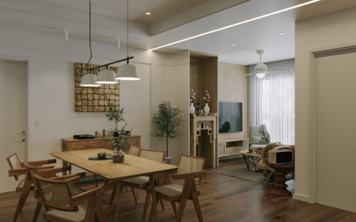Boho decor dining room with wooden table, vase centerpiece, woven chairs, and natural light for a chic space. Boho decor dining room with wooden table, vase centerpiece, woven chairs, and natural light for a chic space.