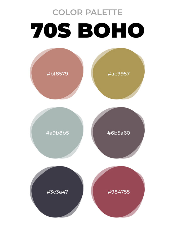Boho 70s clor palette