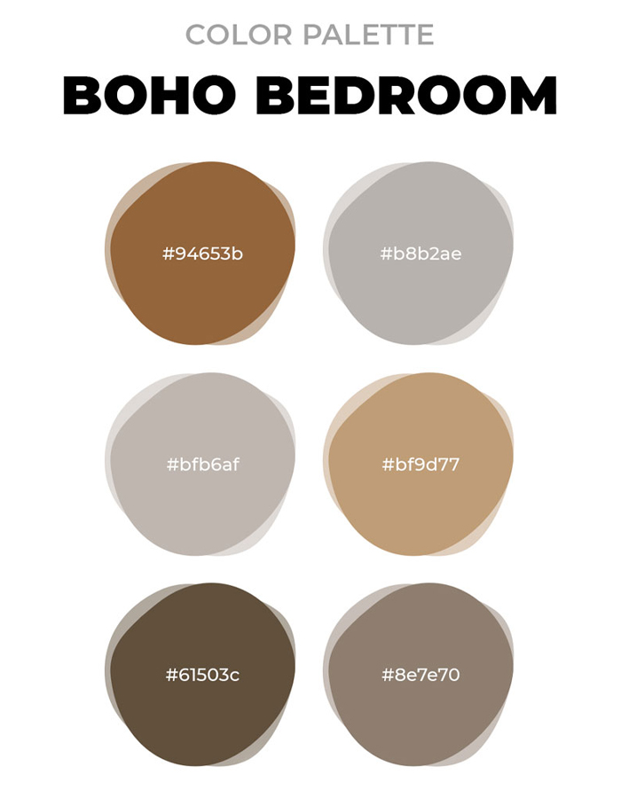 Boho bedroom color palette 