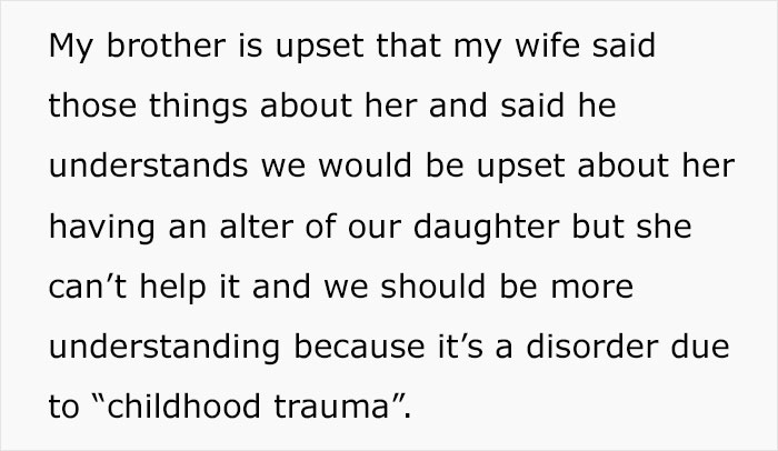 Mom Shares Horrifying Story About Brother-In-Law's GF Who Thinks She's Their 3 Y.O. Mom Shares Horrifying Story About Brother-In-Law's GF Who Thinks She's Their 3 Y.O.