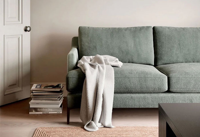 Simple gray two seater sofa