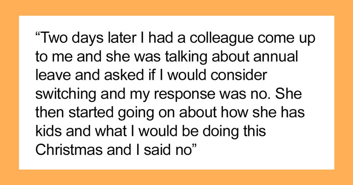Internet Turns On Woman Who Refused To Swap Christmas Leave With Mom For No Reason
