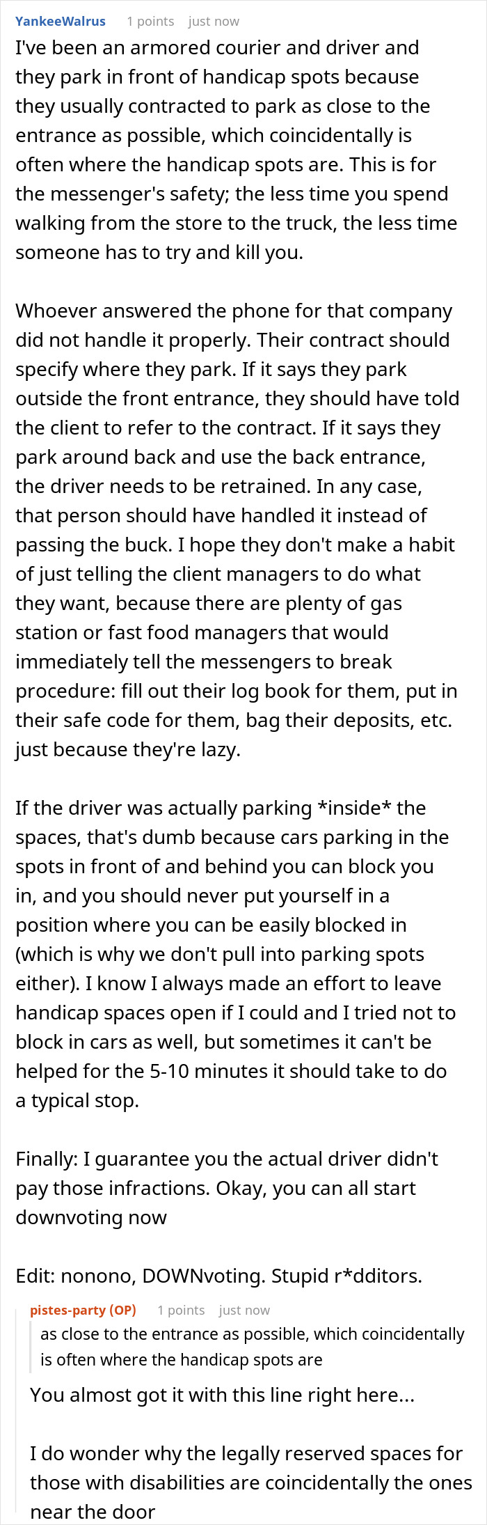 Worker Maliciously Complies With Suggestion To Deal With Delivery Driver Who Hogs The Handicap Spot
