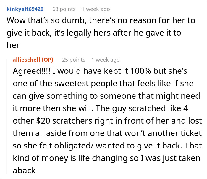 Woman Furious That Friend Received Scratchcard As A Tip But Returned It, Despite It Winning $50k Woman Furious That Friend Received Scratchcard As A Tip But Returned It, Despite It Winning $50k