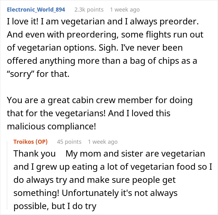 Flight Attendant Maliciously Complies With Fake Vegetarian’s Order, Makes Him Regret His Lies