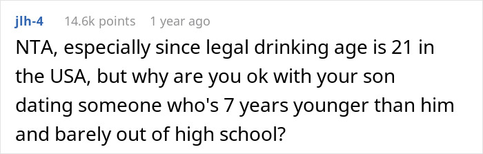 Mom Bans Alcohol For Her Son’s 18-Year-Old Girlfriend, Family Drama Ensues Mom Bans Alcohol For Her Son’s 18-Year-Old Girlfriend, Family Drama Ensues