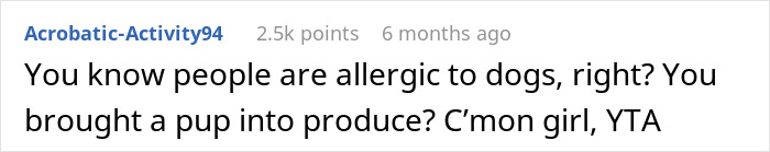 Person Gets Slammed For Taking Their Dog Into The Grocery Store, Vents Online But Finds No Support