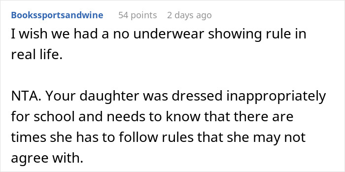 Parent Unwilling To Confront School For 'Dress Coding' Their Daughter, Gets Dubbed A Jerk Parent Unwilling To Confront School For 'Dress Coding' Their Daughter, Gets Dubbed A Jerk