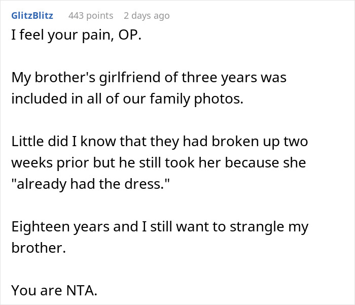 Sister Warns Bro About His GF Being In Family Wedding Pics, He Doesn’t Listen And Suffers For It
