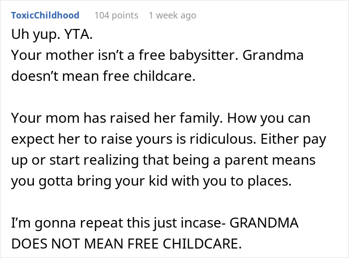 Grandma Refuses To Babysit For Free, Her Daughter Goes Online To Vent Grandma Refuses To Babysit For Free, Her Daughter Goes Online To Vent