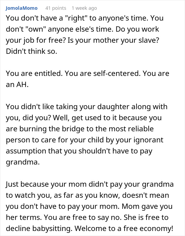 Grandma Refuses To Babysit For Free, Her Daughter Goes Online To Vent