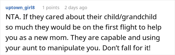 Woman Infuriates Her Parents By Not Going On A 10-Hour Flight So They Can See Their Grandbaby Woman Infuriates Her Parents By Not Going On A 10-Hour Flight So They Can See Their Grandbaby