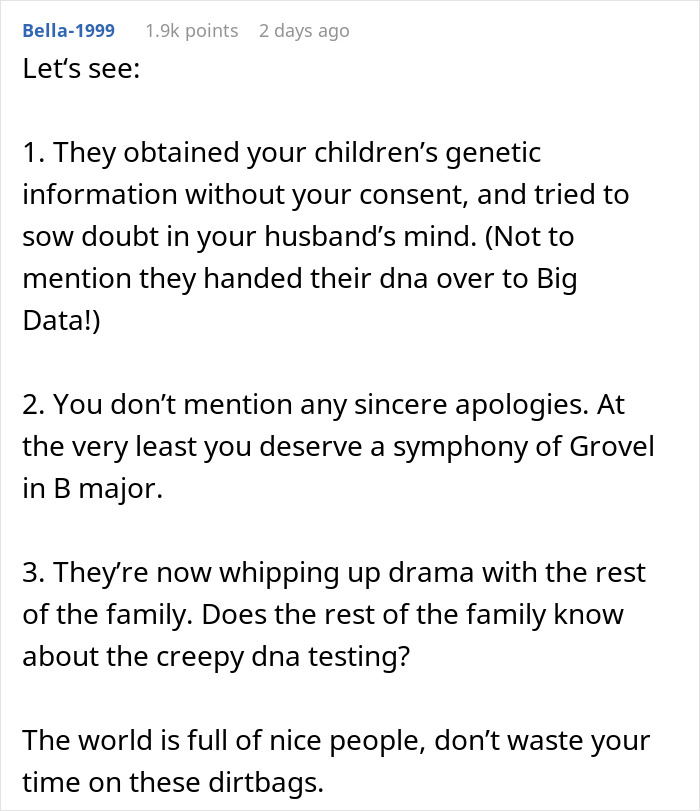In-Laws Do DNA Tests To Make Sure Their Grandkids Are Really Theirs, The Kids' Mom Is Crushed In-Laws Do DNA Tests To Make Sure Their Grandkids Are Really Theirs, The Kids' Mom Is Crushed
