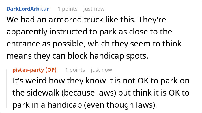Worker Maliciously Complies With Suggestion To Deal With Delivery Driver Who Hogs The Handicap Spot Worker Maliciously Complies With Suggestion To Deal With Delivery Driver Who Hogs The Handicap Spot