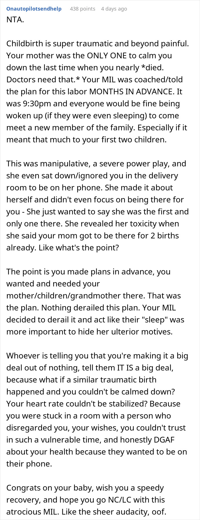 Woman Asks If She’s Wrong For Saying Her MIL Is Dead To Her After She Ruined Plans Made Pre-Labor