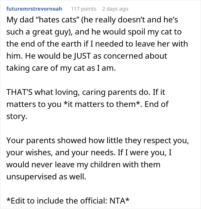 “Oh Stop… It’s Just A Cat”: Woman Bans Parents From Grandkids Following Tragic Pet Incident “Oh Stop… It’s Just A Cat”: Woman Bans Parents From Grandkids Following Tragic Pet Incident