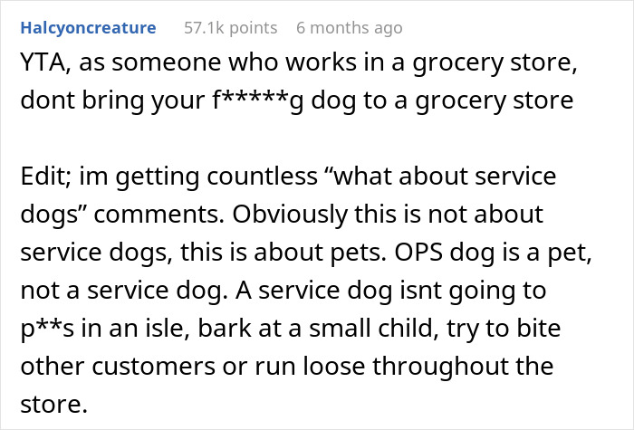 Person Gets Slammed For Taking Their Dog Into The Grocery Store, Vents Online But Finds No Support Person Gets Slammed For Taking Their Dog Into The Grocery Store, Vents Online But Finds No Support