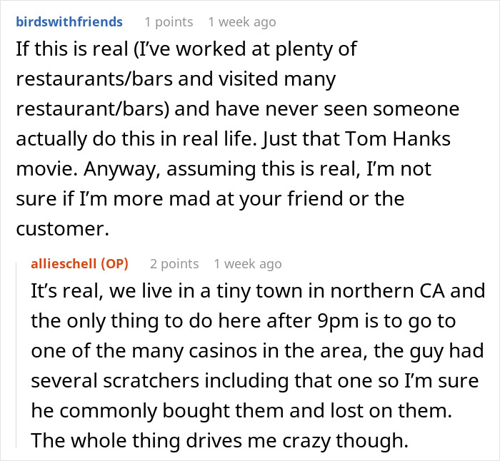 Woman Furious That Friend Received Scratchcard As A Tip But Returned It, Despite It Winning $50k Woman Furious That Friend Received Scratchcard As A Tip But Returned It, Despite It Winning $50k