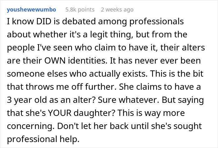 Mom Shares Horrifying Story About Brother-In-Law's GF Who Thinks She's Their 3 Y.O. Mom Shares Horrifying Story About Brother-In-Law's GF Who Thinks She's Their 3 Y.O.
