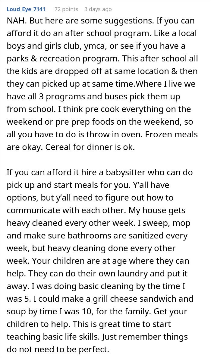 “Unfair Amount Of Duties”: Wife’s New Job Puts Strain On The Household “Unfair Amount Of Duties”: Wife’s New Job Puts Strain On The Household