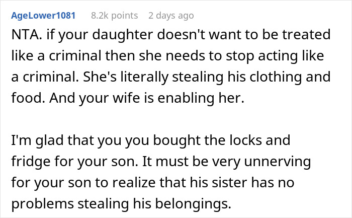 “My Daughter Is Very Clearly Upset”: Sister Keeps Stealing From Brother, Dad Buys Him A Lock “My Daughter Is Very Clearly Upset”: Sister Keeps Stealing From Brother, Dad Buys Him A Lock