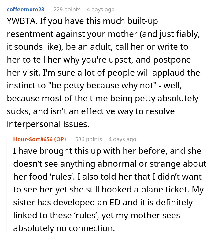 Woman Wants To Show Mom How Messed Up She Was With Her 'Food Rules' By Enforcing Them On Her Woman Wants To Show Mom How Messed Up She Was With Her 'Food Rules' By Enforcing Them On Her