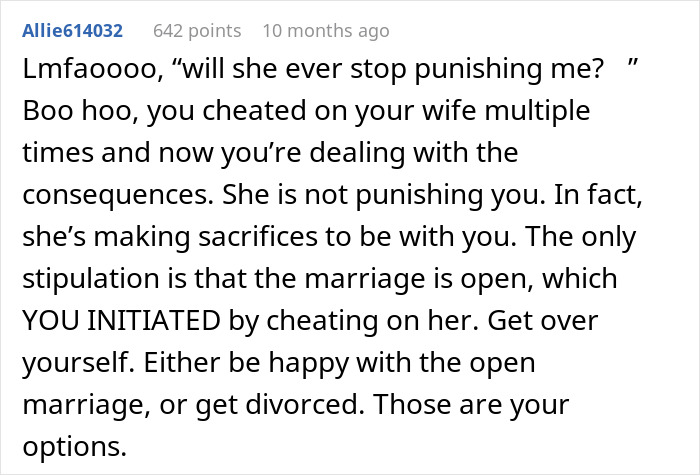 Cheating Husband Gets Caught, Wife Proposes Open Marriage And Now He "Lives In Agony" Every Day