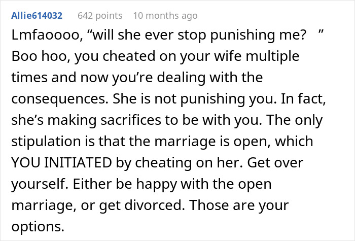 Cheating Husband Gets Caught, Wife Proposes Open Marriage And Now He "Lives In Agony" Every Day Cheating Husband Gets Caught, Wife Proposes Open Marriage And Now He "Lives In Agony" Every Day