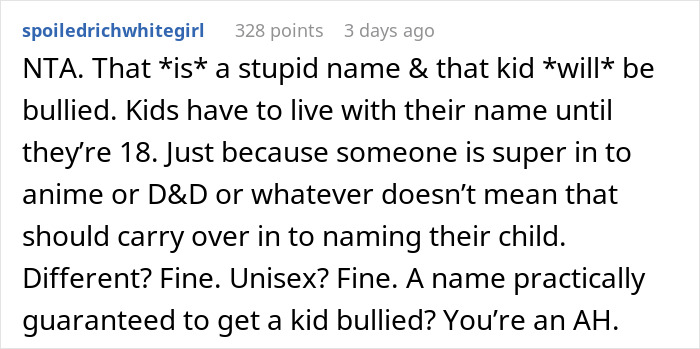 Woman Supports BIL When He Worries That Kid Will Be Bullied Due To Wife’s Chosen Name Woman Supports BIL When He Worries That Kid Will Be Bullied Due To Wife’s Chosen Name