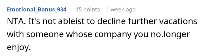 Woman Refuses To Repeat Trip With Disabled Friend, Gets Called An "Ableist" Woman Refuses To Repeat Trip With Disabled Friend, Gets Called An "Ableist"