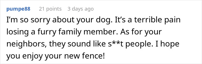 Person Makes Sure Neighbors Never Get To Enjoy Their Yard After They Ruin Dog’s Last Day Outside Person Makes Sure Neighbors Never Get To Enjoy Their Yard After They Ruin Dog’s Last Day Outside