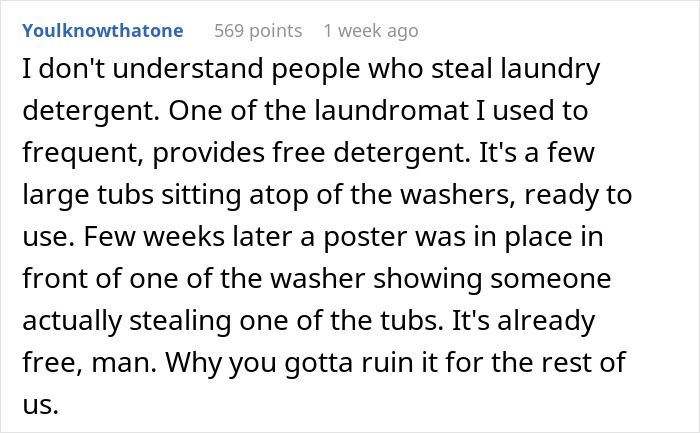 Tenant Makes Detergent Thieves Think Twice After Their Whole Load Turns Blue Tenant Makes Detergent Thieves Think Twice After Their Whole Load Turns Blue