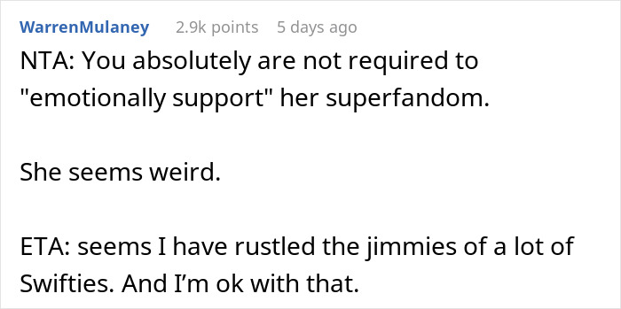 "Blew Up On Me About How I Don't Support Her": Wife's Obsession With Taylor Swift Goes Too Far "Blew Up On Me About How I Don't Support Her": Wife's Obsession With Taylor Swift Goes Too Far