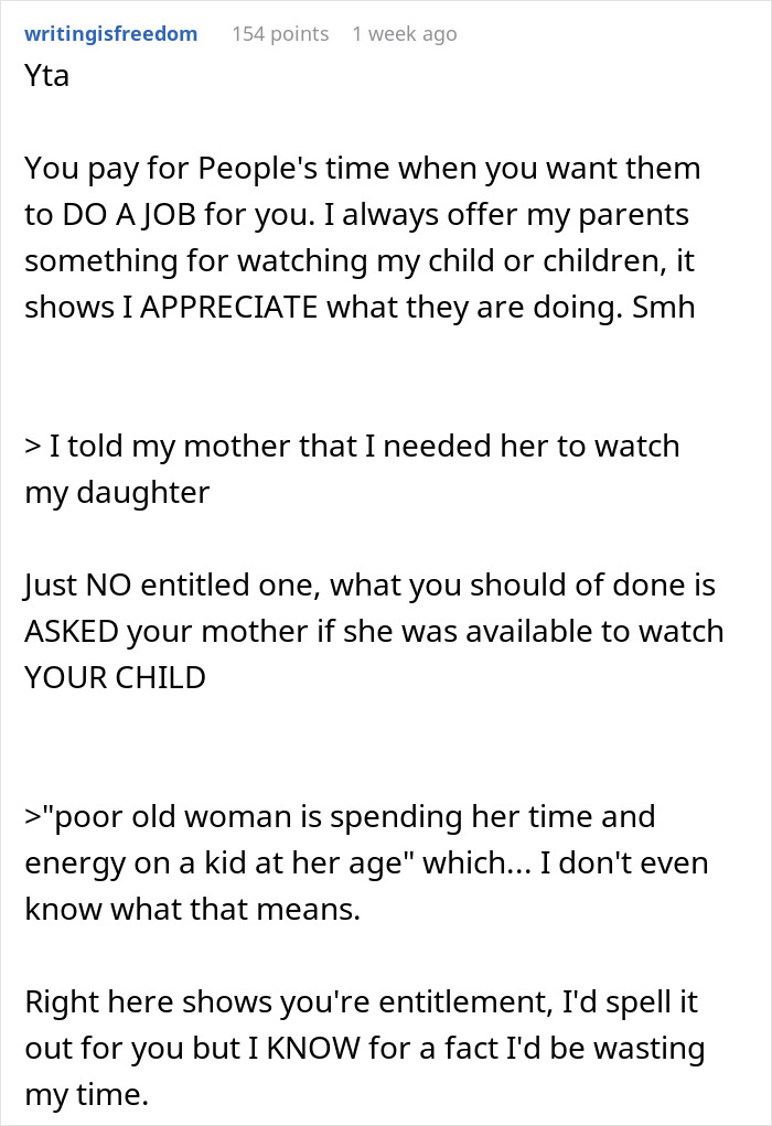 Grandma Refuses To Babysit For Free, Her Daughter Goes Online To Vent Grandma Refuses To Babysit For Free, Her Daughter Goes Online To Vent