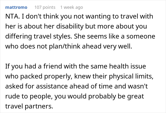 Woman Refuses To Repeat Trip With Disabled Friend, Gets Called An "Ableist"