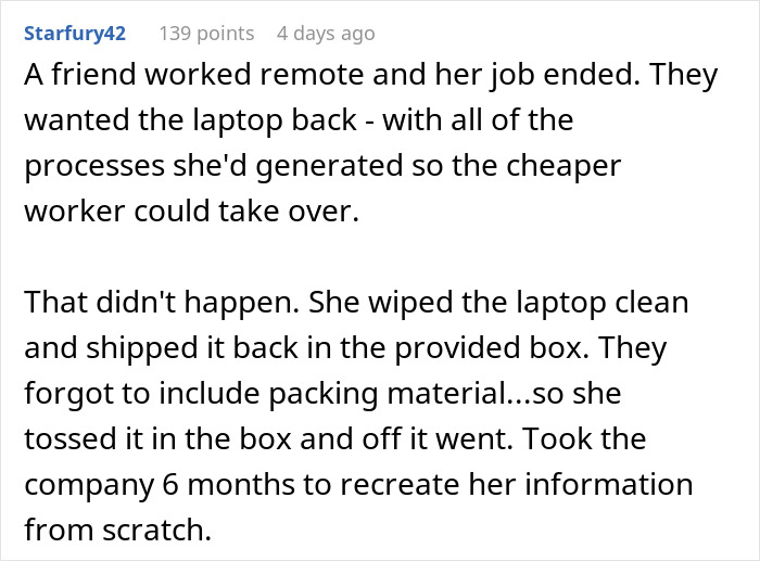 “Send My Laptop Back After A Layoff? OK”: Worker Maliciously Complies, Costing Company Hundreds “Send My Laptop Back After A Layoff? OK”: Worker Maliciously Complies, Costing Company Hundreds