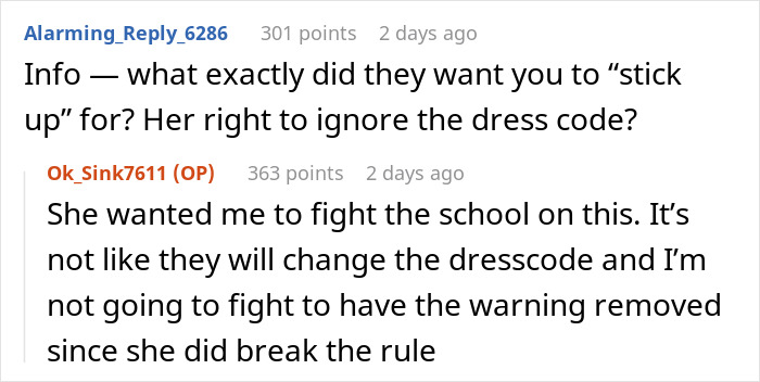 Parent Unwilling To Confront School For 'Dress Coding' Their Daughter, Gets Dubbed A Jerk Parent Unwilling To Confront School For 'Dress Coding' Their Daughter, Gets Dubbed A Jerk