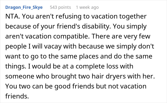 Woman Refuses To Repeat Trip With Disabled Friend, Gets Called An "Ableist" Woman Refuses To Repeat Trip With Disabled Friend, Gets Called An "Ableist"