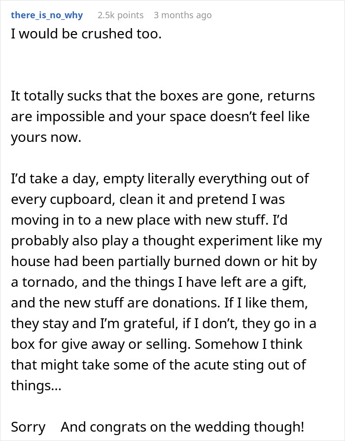 Woman Is Heartbroken After Returning From Her Honeymoon To Find Her MIL Rearranged Her Home