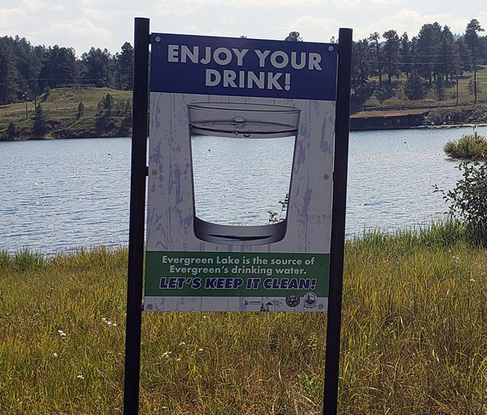 Anti-Pollution Sign By A Lake In Evergreen, Colorado